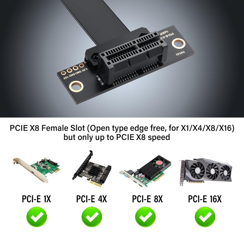 SinLoon PCIe 4.0 X1 Extension Cable 90 Degree PCI-E 1X Male to Female Riser Cable (10CM) - Image 4